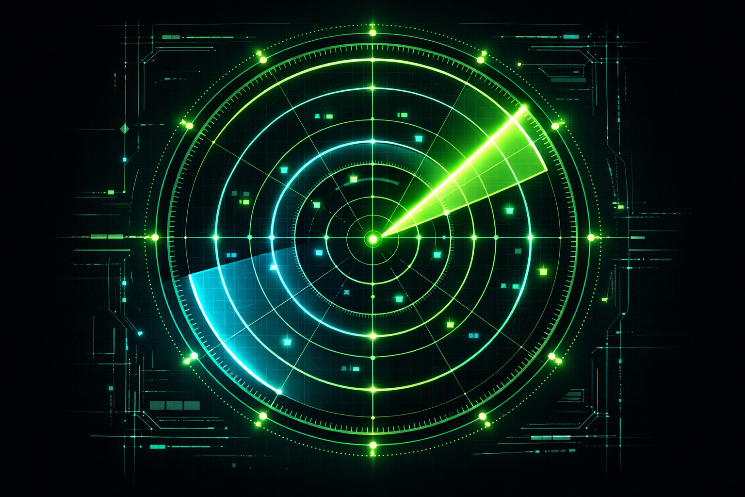 Soyut radar tarama ve alan kontrol görseli