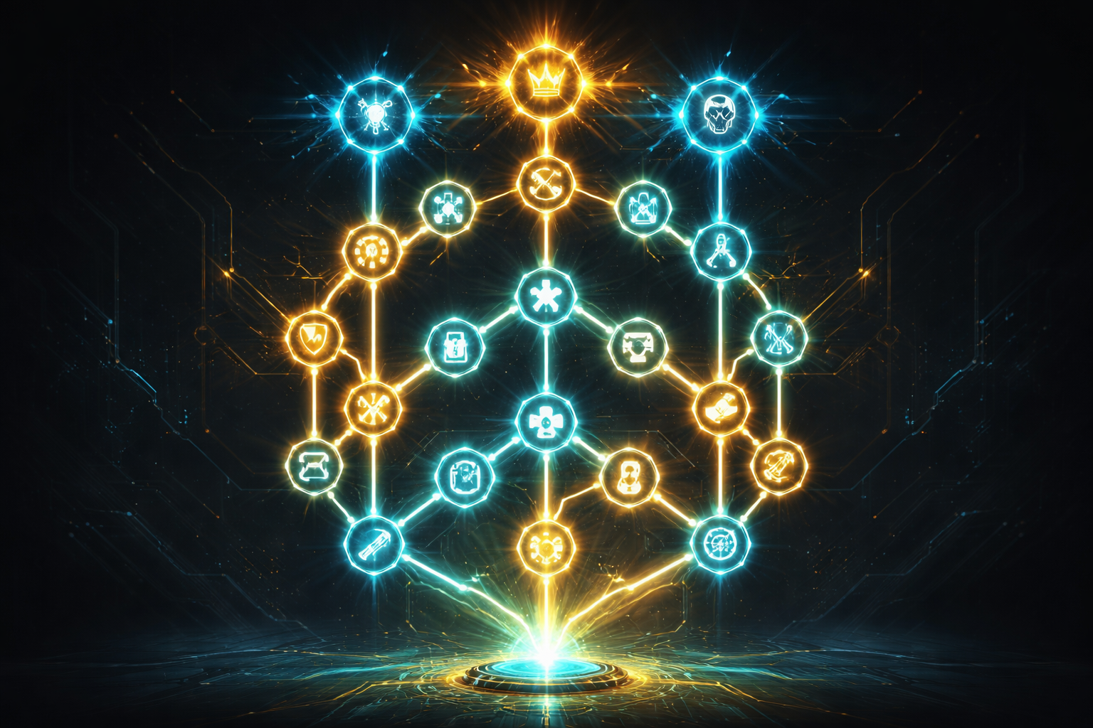 Soyut yükseltme ağacı ve teknoloji dallanma görseli